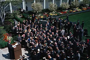 President Johnson Holding Press Conference