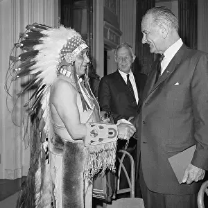 President Johnson With John Wooden Legs