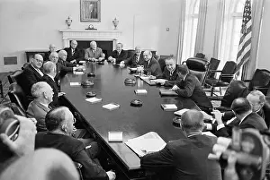 Roberts Prints: President Johnson With Peace Panel Members
