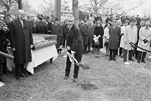 President Johnson Shoveling Dirt