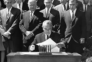 Member Of Congress Prints: President Johnson Signing Documents