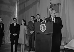 President Johnson Speaking at a Press Conference