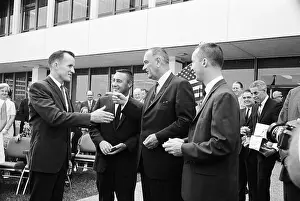 James A Prints: President Johnson Standing with Astronauts