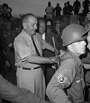 President Johnson Visiting Troops in Vietnam