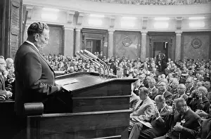 Yugoslav Prints: President Josip Broz Tito Speaking at Belgrade Parliament