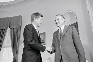 President Kennedy and Averell Harriman Shaking Hands