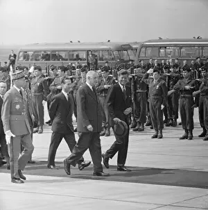 President Kennedy and Charles De Gaulle Passing Honor Guard