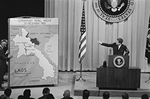 Laos Prints: President Kennedy Discussing Communism at Conference