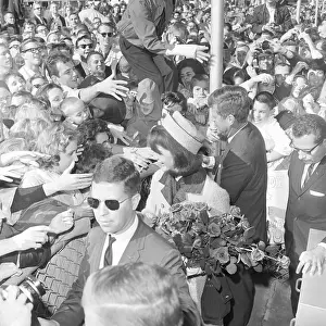 President Kennedy and First Lady Greeting Dallas Crowds