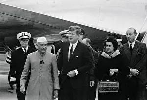 Passenger Airplane Prints: President Kennedy with Indian Prime Minister