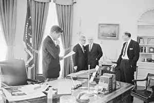 Arthur J Prints: President Kennedy with Others in Oval Office