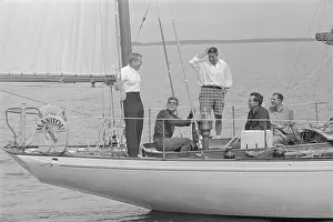 President Kennedy Relaxing on Sailboat