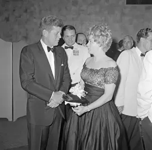 Tazewell T Prints: President Kennedy and Shelley Winters