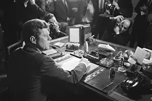 Arms Prints: President Kennedy After Signing Arms Embargo