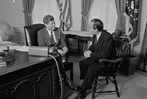 President Kennedy Talking with Aga Khan