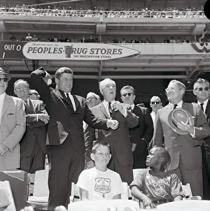 Ford C Prints: President Kennedy Tossing Ball at All-Star Game