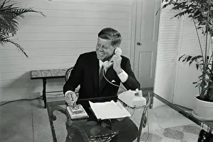 President Kennedy Using a Telegraph Key