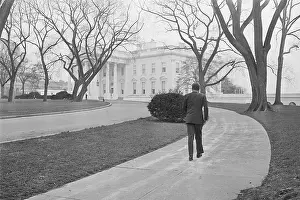 Walkway Prints: President Kennedy Walking Outside White House