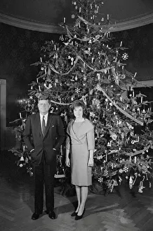 President Kennedy and Wife with Christmas Tree