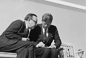President Kennedy Writing Note to Pat Brown