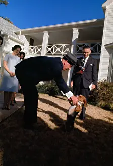 Johnson City Prints: President Lyndon B. Johnson Having Fun with His Dog