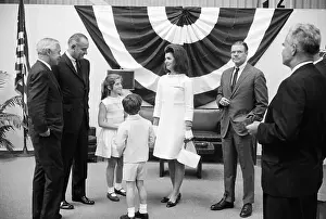 President Lyndon Johnson Chatting with Jacqueline Kennedy
