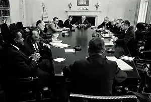 President Lyndon Johnson Meeting with Advisors