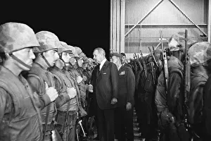 President Lyndon Johnson Shaking Soldier's Hand