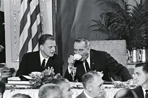 President Lyndon Johnson Talking With Billy Graham