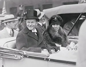 President and Mrs. Coolidge Riding in a Car