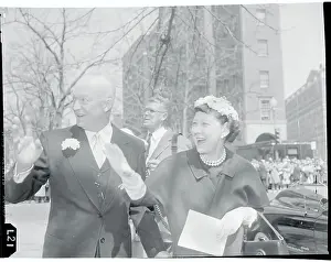 President and Mrs. Eisenhower Waving