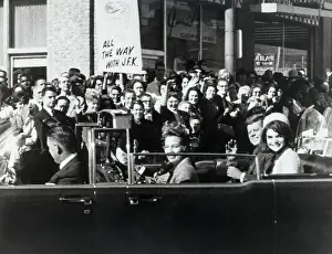 Motorcade Prints: President And Mrs. Kennedy in Motorcade, Dallas