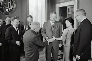 President and Mrs. Lyndon B. Johnson Greeting David Dubinsky