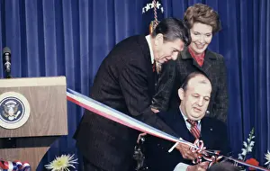 Brady Prints: President and Nancy Reagan Laughing with Jim Brady