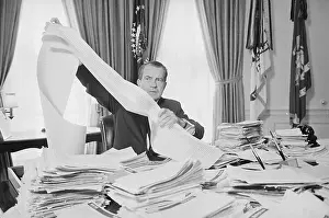 President Nixon Holding Wire in the Oval Office