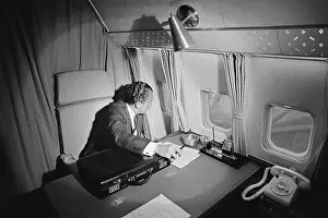 President Nixon Looking Out Window of Airplane