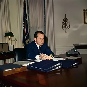 President Nixon Studying in his Office