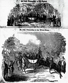 Inauguration Prints: President Polk in Horse-Drawn Carriage