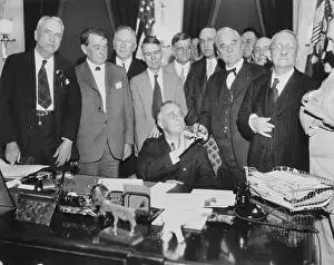 George W Prints: President Presenting Pen to George Norris