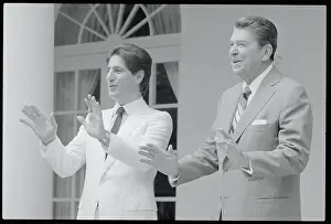 President Reagan and Amin Gemayel Gesturing