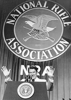 President Reagan Giving Speech at National Rifle Association