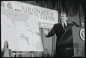 President Reagan Pointing to Map
