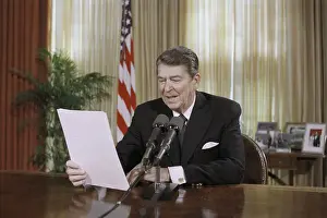 President Reagan Reading a Radio Address