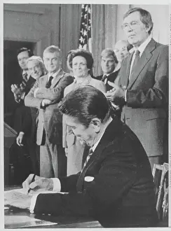 James G Prints: President Reagan Signing Atomic Energy Act Amendments