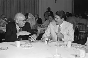 President Reagan Sitting at Table with Soviet Union Ambassador