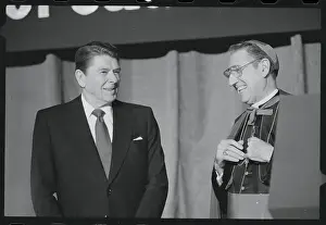 John Cardinal Oconnor Prints: President Reagan Speaking with Archbishop John O'Connor