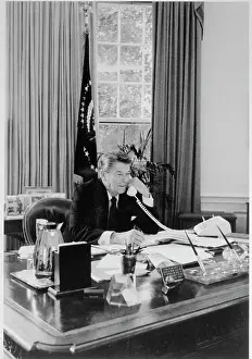 President Reagan Talking on the Phone