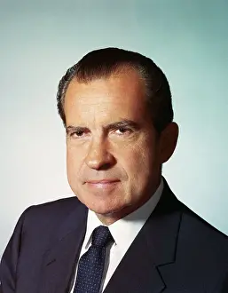 Gray Background Prints: President Richard Nixon