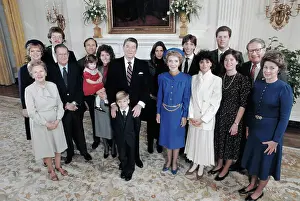 President Ronald Reagan Posing with Wife Nancy and Family Members