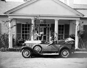 Warm Springs Prints: President Roosevelt in Automobile Smoking Cigar